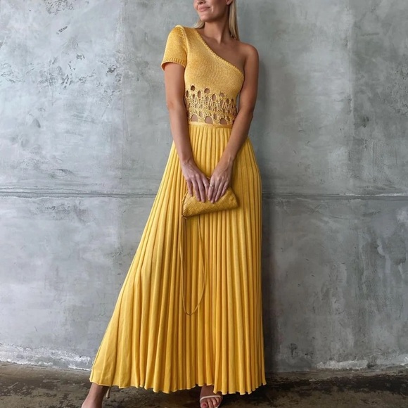 CHRISTOPHER ESBER Crochet One Shoulder Dress (Yellow) - RRP $970 - Picture 3 of 5